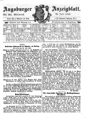 Augsburger Anzeigeblatt Mittwoch 27. Juli 1859