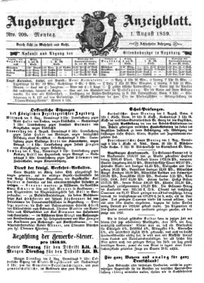 Augsburger Anzeigeblatt Montag 1. August 1859