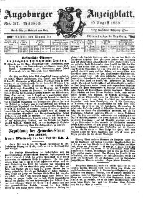 Augsburger Anzeigeblatt Mittwoch 10. August 1859