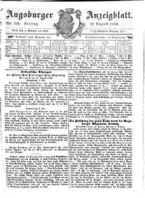 Augsburger Anzeigeblatt Freitag 12. August 1859