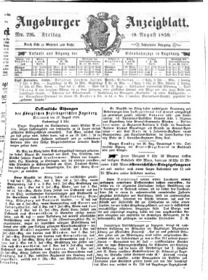 Augsburger Anzeigeblatt Freitag 19. August 1859