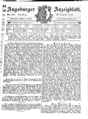 Augsburger Anzeigeblatt Dienstag 30. August 1859