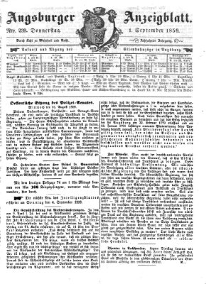 Augsburger Anzeigeblatt Donnerstag 1. September 1859