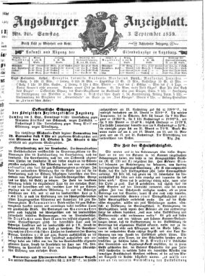 Augsburger Anzeigeblatt Samstag 3. September 1859