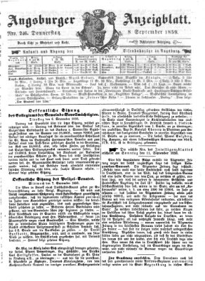 Augsburger Anzeigeblatt Donnerstag 8. September 1859