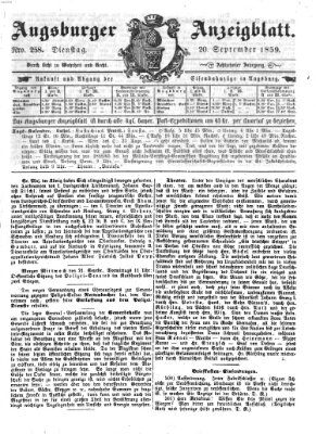 Augsburger Anzeigeblatt Dienstag 20. September 1859