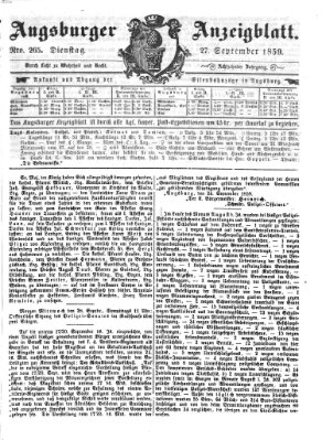 Augsburger Anzeigeblatt Dienstag 27. September 1859