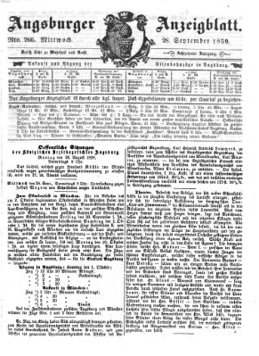 Augsburger Anzeigeblatt Mittwoch 28. September 1859