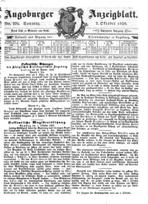 Augsburger Anzeigeblatt Sonntag 2. Oktober 1859