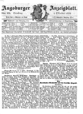 Augsburger Anzeigeblatt Dienstag 4. Oktober 1859