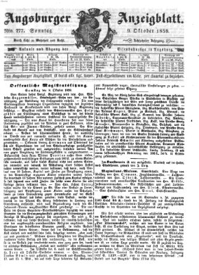 Augsburger Anzeigeblatt Sonntag 9. Oktober 1859