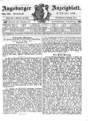 Augsburger Anzeigeblatt Mittwoch 12. Oktober 1859