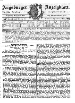 Augsburger Anzeigeblatt Samstag 15. Oktober 1859