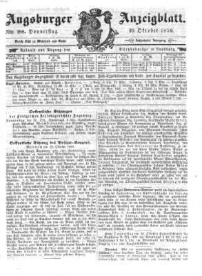 Augsburger Anzeigeblatt Donnerstag 20. Oktober 1859