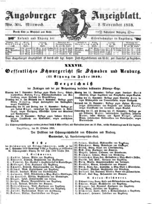 Augsburger Anzeigeblatt Mittwoch 2. November 1859