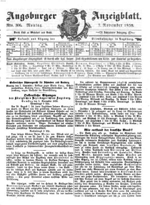 Augsburger Anzeigeblatt Montag 7. November 1859