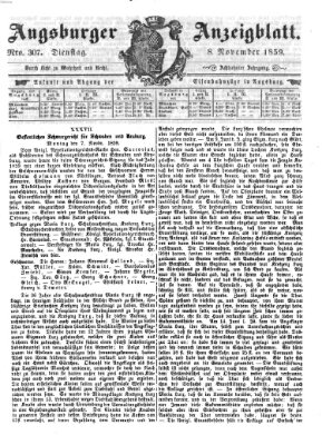 Augsburger Anzeigeblatt Dienstag 8. November 1859