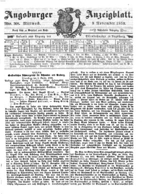 Augsburger Anzeigeblatt Mittwoch 9. November 1859