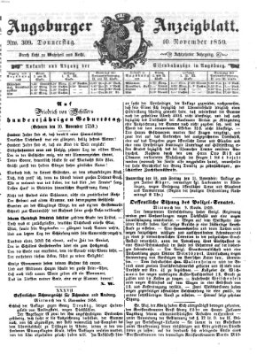 Augsburger Anzeigeblatt Donnerstag 10. November 1859