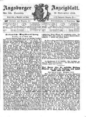 Augsburger Anzeigeblatt Sonntag 20. November 1859