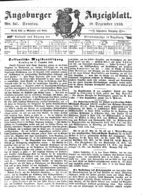 Augsburger Anzeigeblatt Sonntag 18. Dezember 1859