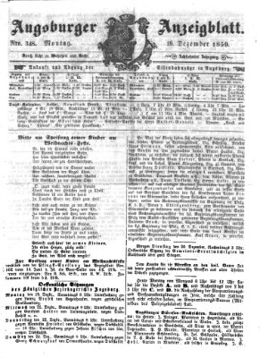 Augsburger Anzeigeblatt Montag 19. Dezember 1859