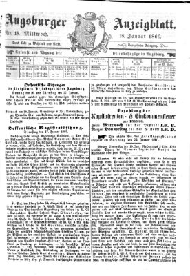 Augsburger Anzeigeblatt Mittwoch 18. Januar 1860