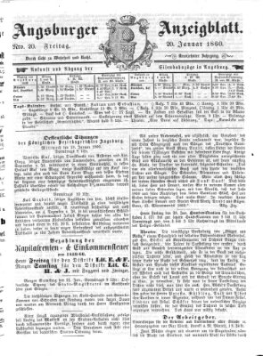 Augsburger Anzeigeblatt Freitag 20. Januar 1860