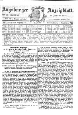 Augsburger Anzeigeblatt Samstag 21. Januar 1860