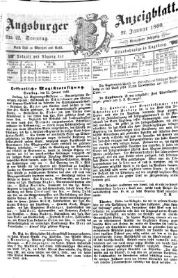 Augsburger Anzeigeblatt Sonntag 22. Januar 1860