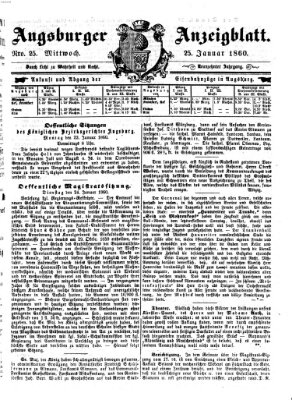 Augsburger Anzeigeblatt Mittwoch 25. Januar 1860