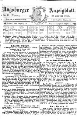 Augsburger Anzeigeblatt Montag 30. Januar 1860