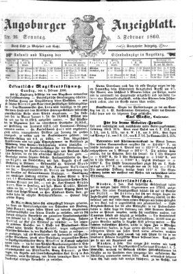 Augsburger Anzeigeblatt Sonntag 5. Februar 1860