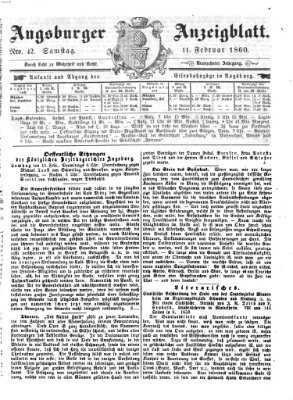 Augsburger Anzeigeblatt Samstag 11. Februar 1860