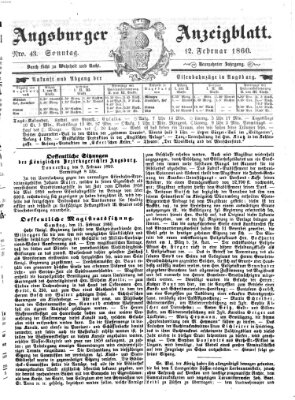 Augsburger Anzeigeblatt Sonntag 12. Februar 1860