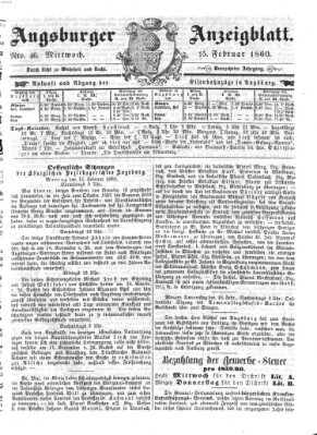 Augsburger Anzeigeblatt Mittwoch 15. Februar 1860