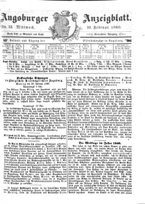 Augsburger Anzeigeblatt Mittwoch 22. Februar 1860