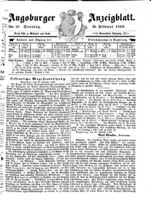 Augsburger Anzeigeblatt Sonntag 26. Februar 1860