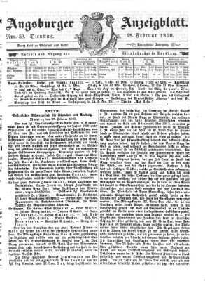 Augsburger Anzeigeblatt Dienstag 28. Februar 1860