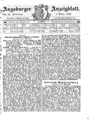 Augsburger Anzeigeblatt Sonntag 4. März 1860