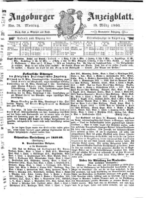 Augsburger Anzeigeblatt Montag 19. März 1860