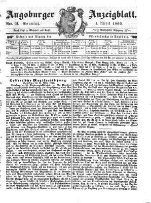 Augsburger Anzeigeblatt Sonntag 1. April 1860