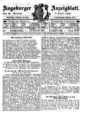 Augsburger Anzeigeblatt Montag 9. April 1860