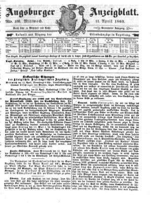 Augsburger Anzeigeblatt Mittwoch 11. April 1860