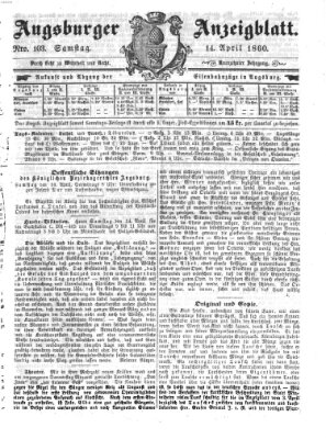 Augsburger Anzeigeblatt Samstag 14. April 1860