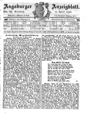 Augsburger Anzeigeblatt Sonntag 15. April 1860