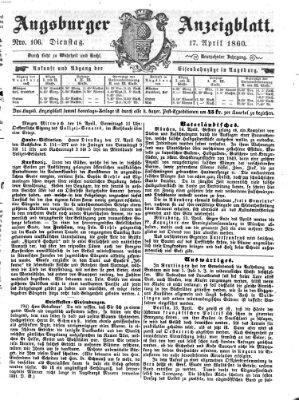 Augsburger Anzeigeblatt Dienstag 17. April 1860