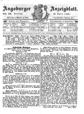 Augsburger Anzeigeblatt Freitag 20. April 1860