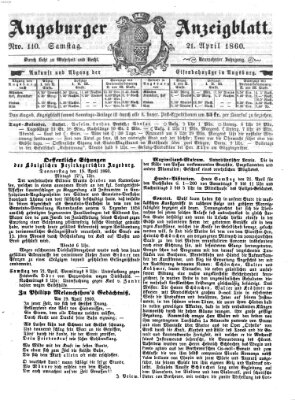 Augsburger Anzeigeblatt Samstag 21. April 1860