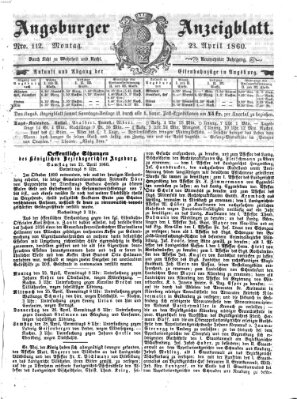 Augsburger Anzeigeblatt Montag 23. April 1860